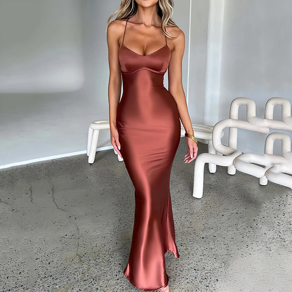 Women’s Backless Satin Dress
